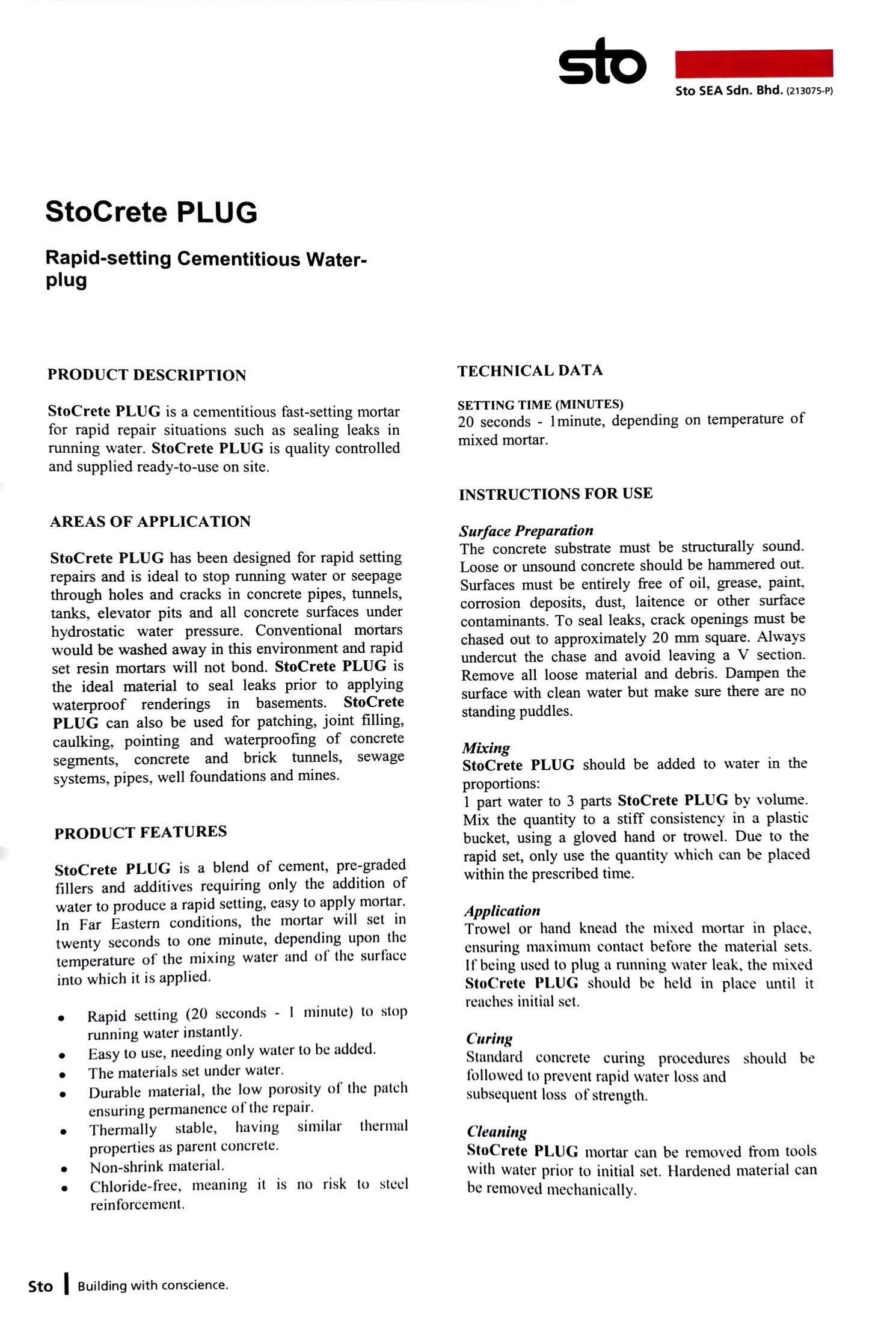 Stocrete Plug KCS Marketing Sdn Bhd |StoCrete Plug (5kg)